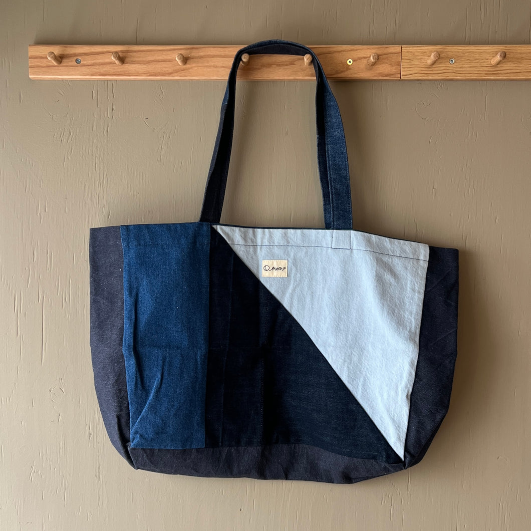 O Moon - Extra Large Denim Patchwork Tote