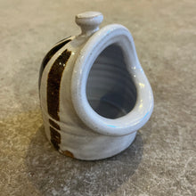 Load image into Gallery viewer, Lily Pearmain - White With Stripe Glaze Salt Pig
