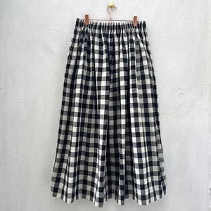 Elwin - Tina Skirt In Checked Hand Loomed Cotton