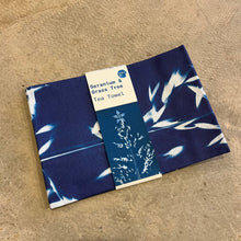 Load image into Gallery viewer, Danielle East - Cyanotype Geranium &amp; Grass Tree Tea Towel
