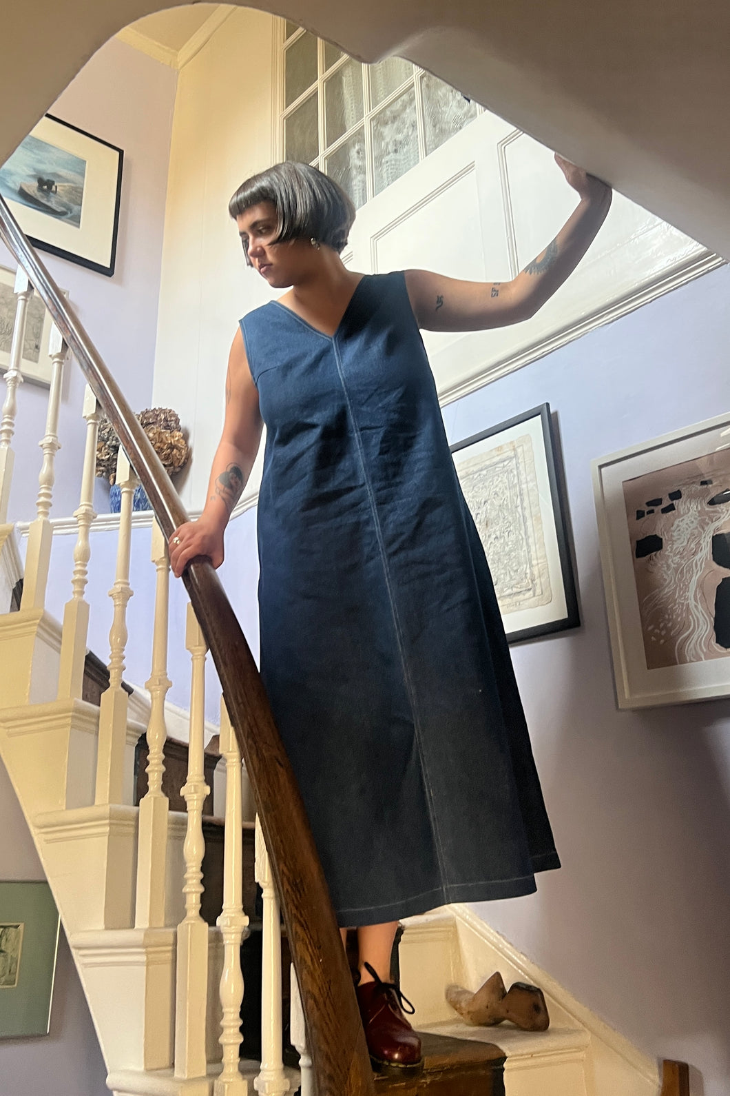 Atwin The Label - The Overall Dress In Indigo Denim