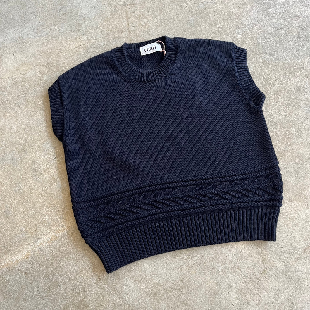Charl Knitwear - West Vest In Dark Navy Blue