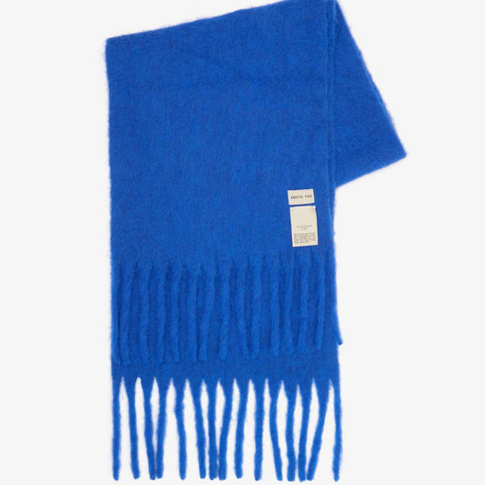 A blue scarf on a white background 