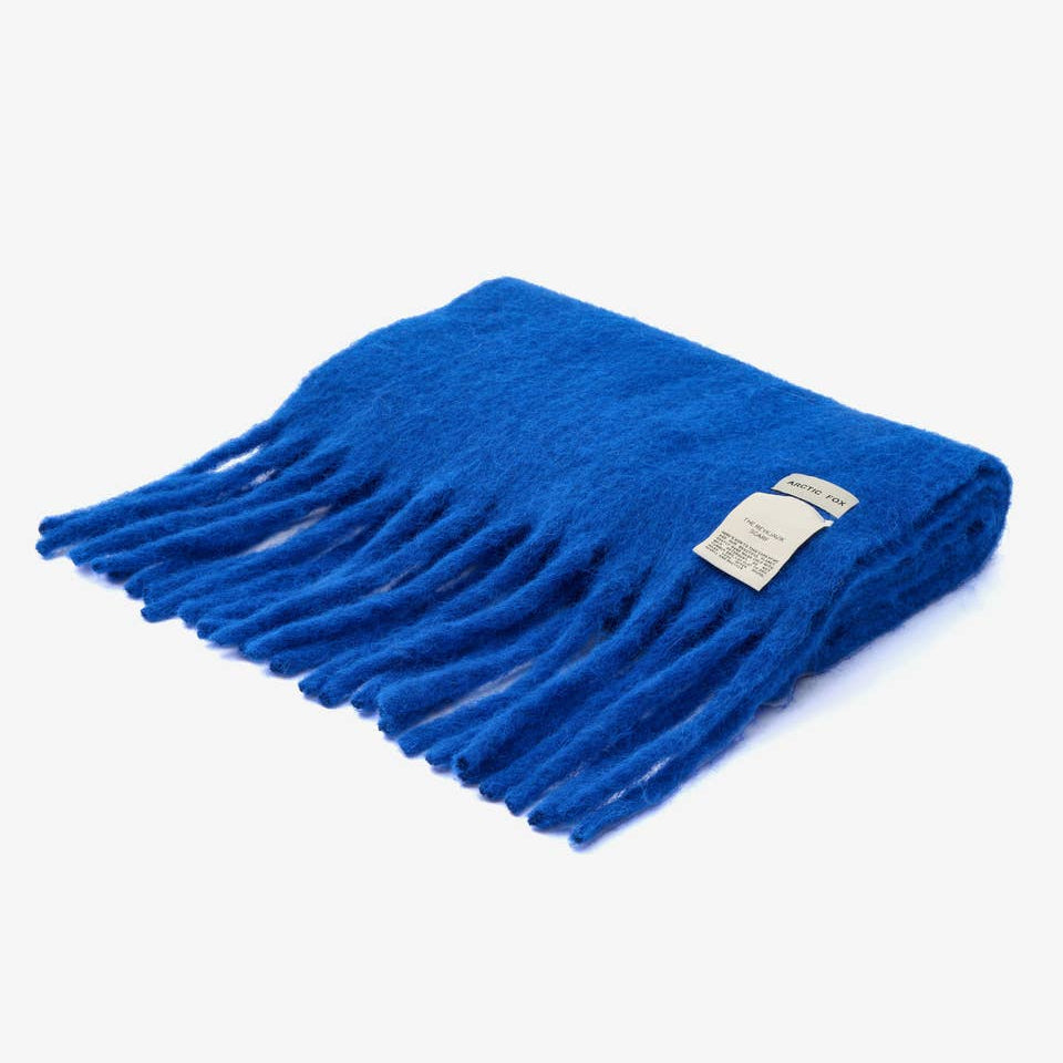 A blue scarf on a white background 