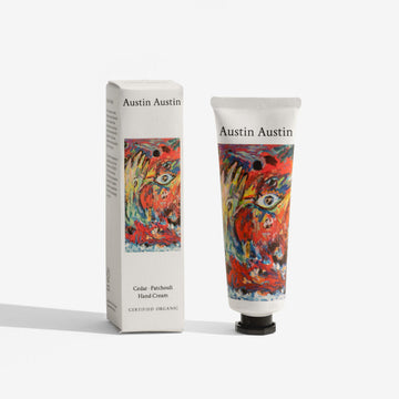 Austin Austin hand cream tube and packaging on a white background