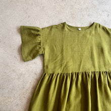 Load image into Gallery viewer, Clement House - The Nora Dress With May Sleeves In Olive Linen
