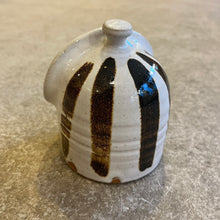 Load image into Gallery viewer, Lily Pearmain - White With Stripe Glaze Salt Pig
