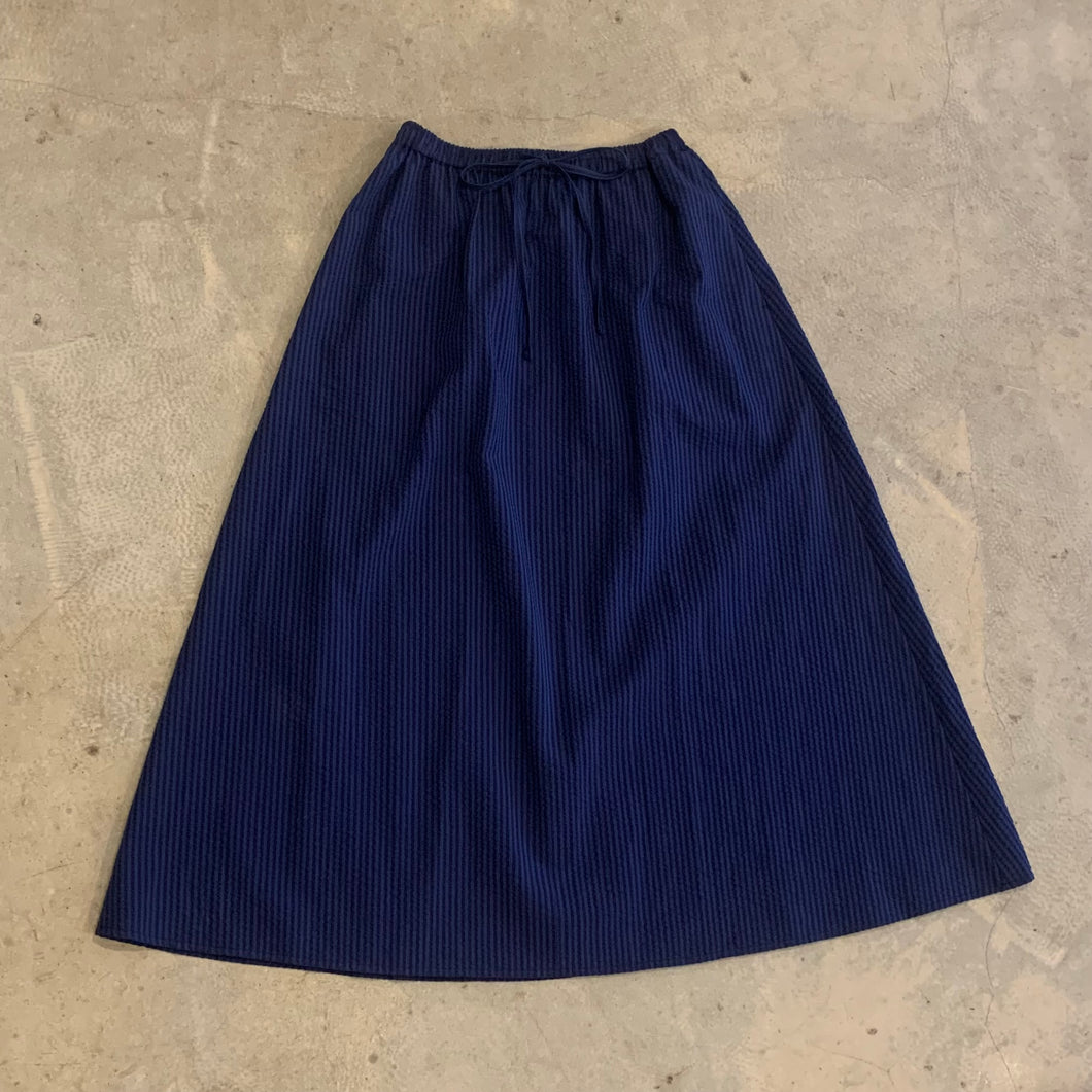 Atwin - Daily Skirt In Navy Indigo Seersucker