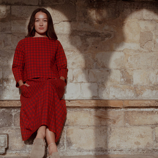 Seen Studio - The Harvest Skirt In Cherry Check