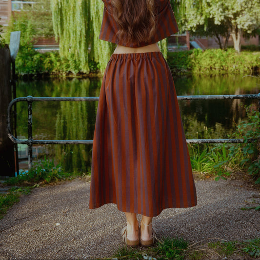 Seen Studio - The Harvest Skirt In Pumpkin Stripe