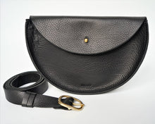 Load image into Gallery viewer, Willow Leather - Half Moon Large Bag In Textured Black
