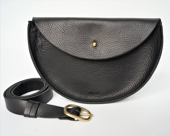 Willow Leather - Half Moon Large Bag In Textured Black