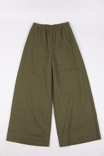 Atwin The Label - The Wide Leg Trousers In Khaki Ramie Linen