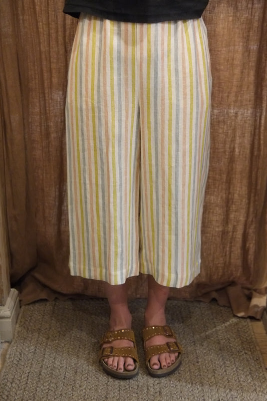 Nadinoo - Easy Trouser in Pastel Stripe Linen