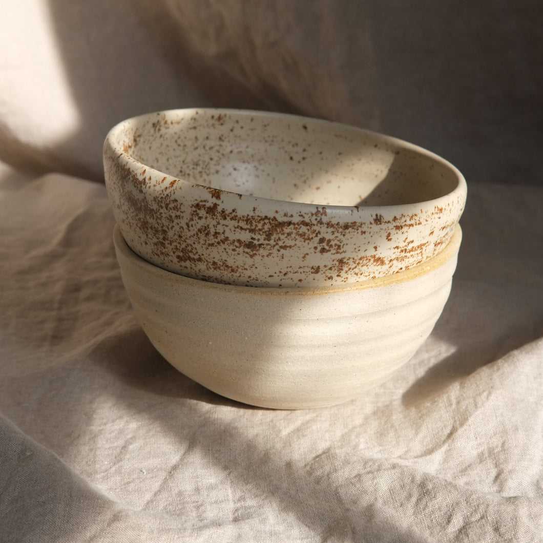 E F Davies - White Speckled Ceramic Bowl