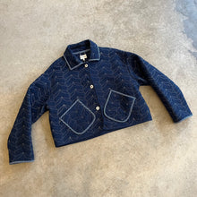 Load image into Gallery viewer, O Moon - Collared Quilted Beadspread Jacket In Indigo Blue
