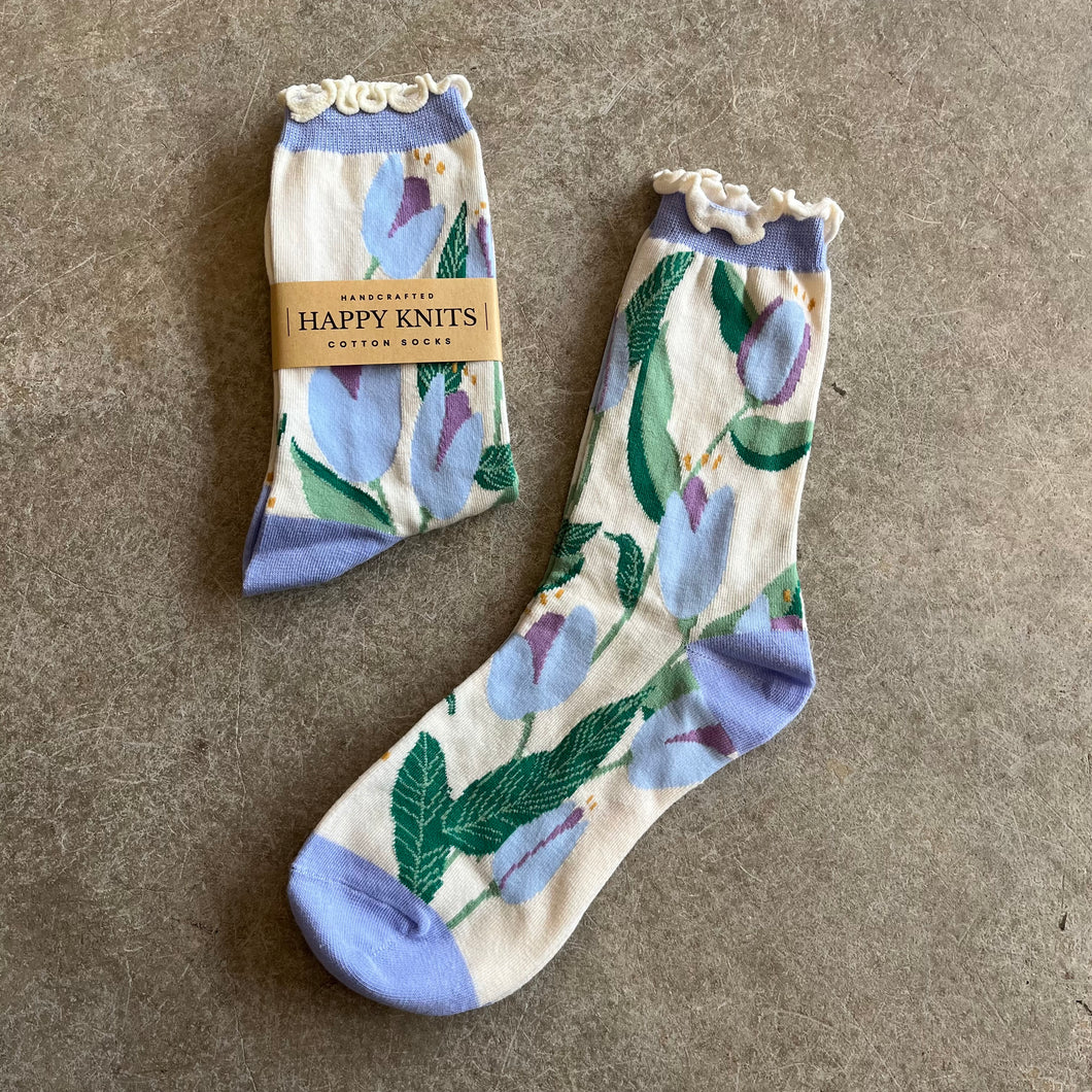 Happy Knits - Purple Floral Cotton Socks