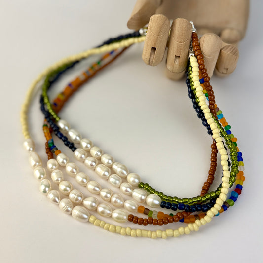 Third Drawer Up - Glass and Pearl Beaded Necklace