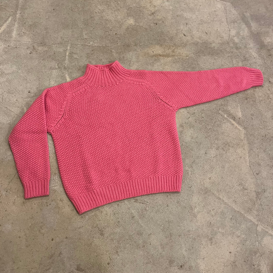 Elwin- Moss Stitch Funnel Neck Sweater In Pink