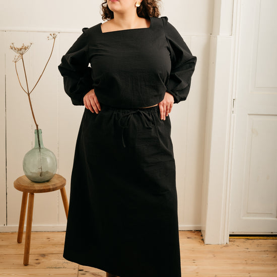 Atwin - Daily Skirt In Black Seersucker | Atwin Store UK