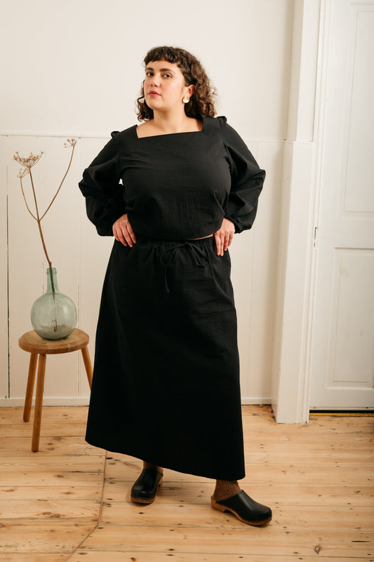 Atwin - Daily Skirt In Black Seersucker | Atwin Store UK