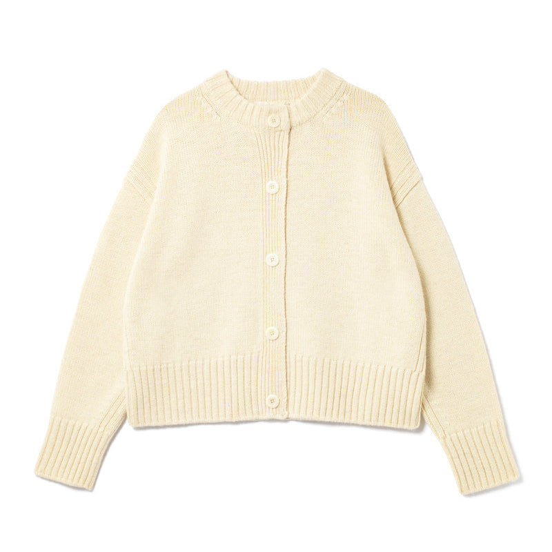 A cream cardigan on a white background 