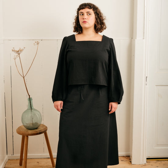 Atwin - Daily Skirt In Black Seersucker | Atwin Store UK