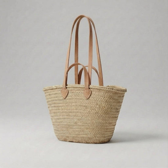 a wicker basket on a white background 