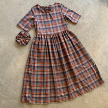 Load image into Gallery viewer, Seen Studio - The Heather Dress And Scrunchie - Orange And Grey Tartan
