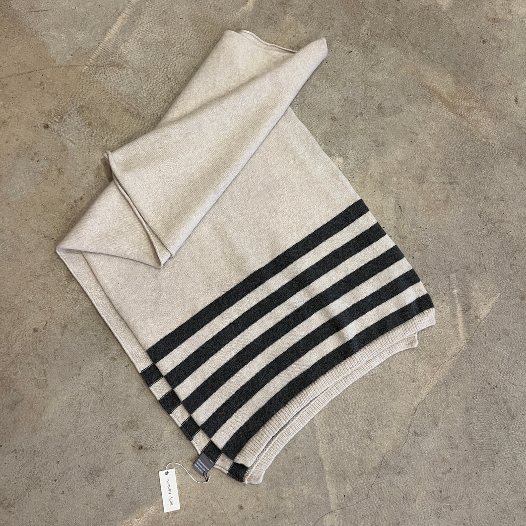 Sally Nencini - Grey Stripe Blanket Scarf