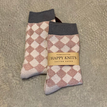 Load image into Gallery viewer, Happy Knits - Dark Pink Retro Cotton Socks
