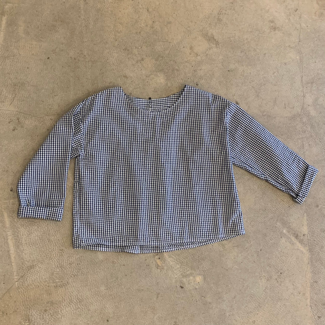 Seen Studio - The Aurora Long Sleeve Top In Mini Cobalt Check