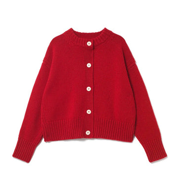 Elwin - Knitted Raye Cardigan In Red
