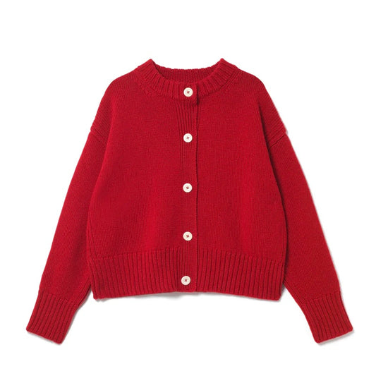 Elwin - Knitted Raye Cardigan In Red