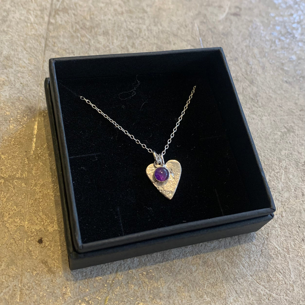 Smith & Strange - Imperfect Heart Silver Necklace With Amethyst Charm