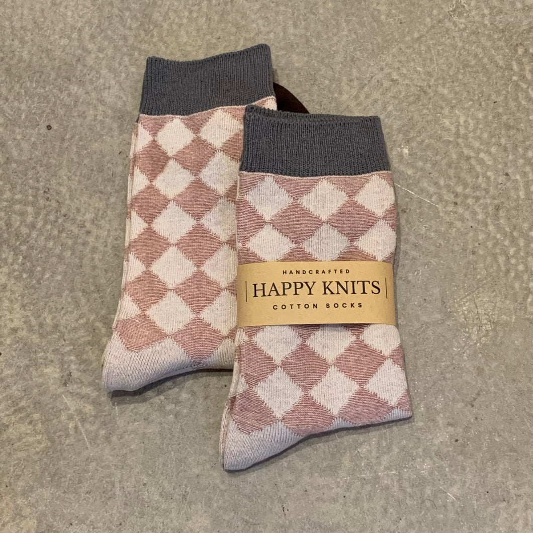 Happy Knits - Dark Pink Retro Cotton Socks