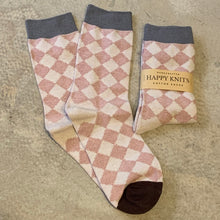 Load image into Gallery viewer, Happy Knits - Dark Pink Retro Cotton Socks
