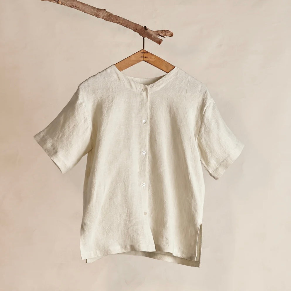 Kaely Russell Studio - Button Tee In Natural Linen