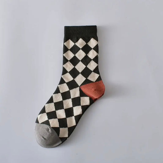 Happy Knits - Harlequin Cotton Socks In Charcoal