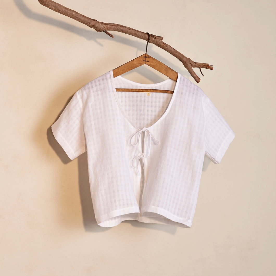 Kaely Russell Studio - Tie Tee In White Linen