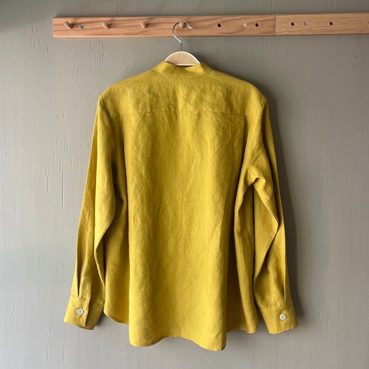 Crop Clothing - Linen Grandad Collar Shirt In Nectar
