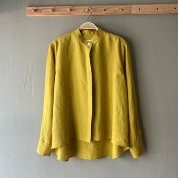 Crop Clothing - Linen Grandad Collar Shirt In Nectar Linen