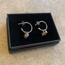 Load image into Gallery viewer, Smith &amp; Strange - Silver Hoop Earrings With Labradorite And Celestial Charms
