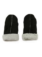 Pair of black and gray mittens on a white background