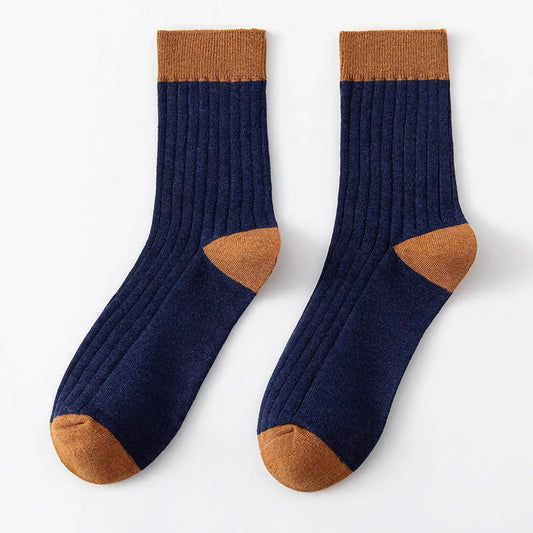 Happy Knits - Men’s Cotton Socks Blue And Rust