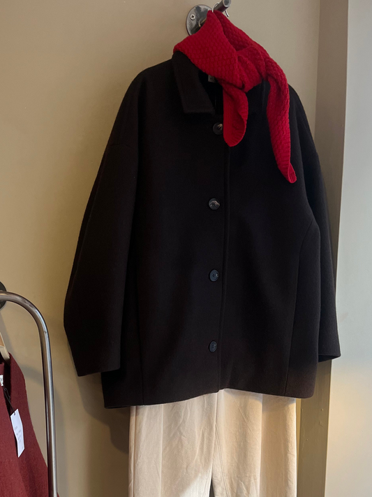 Atwin The Label - The Coat In Brown Wool Melton