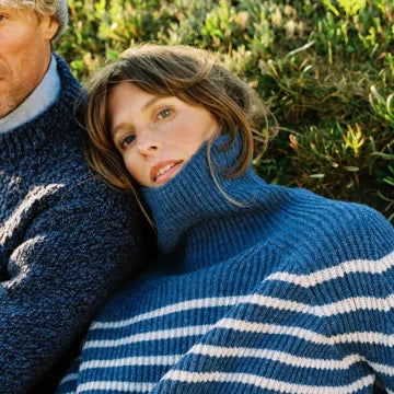 Charl Knits - Chibbles Jumper In Ocean Blue And Surf White