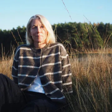 Charl Knits - Alma Cardigan In Rye And Surf White