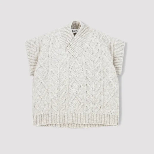 Charl Knitwear - Esther Cable Knit Vest In Surf White
