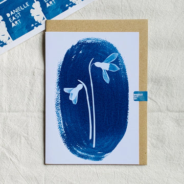 Danielle East - Snowdrop Cyanotype Greetings Card